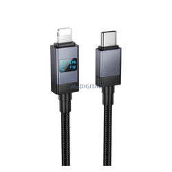   HOCO X118 adatkábel (Type-C - lightning, 27W, PD gyorstöltő, LED kijelző, 100cm) FEKETE