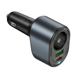   HOCO Z56 szivargyújtó adapter (elosztó, szivargyújtó+1 USB+Type-C aljzat, 35W, PD gyorstöltés) FEKETE