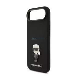   KARL LAGERFELD LIQUID SILICONE METAL IKONIK CASE szilikon telefonvédő (ütésállóság, kameravédő) FEKETE Apple iPhone Air