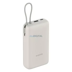 XIAOMI vésztöltő USB+Type-C aljzat (20000mAh, 33W, gyorstöltő + fix Type-C kábel) BÉZS