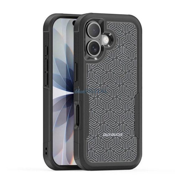 DUX DUCIS SHLD defender szilikon telefonvédő (erős ütésállóság, MagSafe, háromszög minta) FEKETE Apple iPhone 17