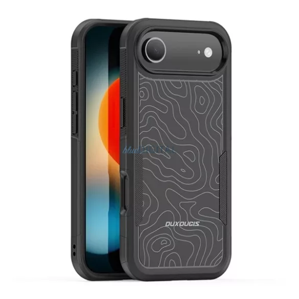 DUX DUCIS SHLD defender szilikon telefonvédő (erős ütésállóság, MagSafe, terep minta) FEKETE Apple iPhone Air
