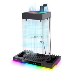   IPEGA függőleges töltőállvány (2 kontroller egyidejű töltése, hűtés, RGB, Xbox Series X kompatibilis) FEKETE