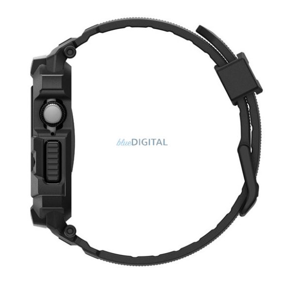 SPIGEN RUGGED ARMOR PRO 2 pótszíj (egyedi méret, nagy, szilikon, ütésállóság + szilikon keret) FEKETE Apple Watch Series 5 44mm, Watch Series 4 44mm, Watch Series 3 42mm