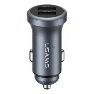 USAMS CC320 autós töltő 2 USB aljzat (12W, PD gyorstöltő) SÖTÉTSZÜRKE
