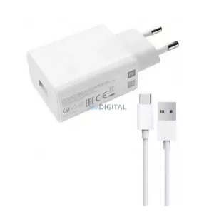 XIAOMI hálózati töltő USB aljzat (15W + Type-C kábel) FEHÉR