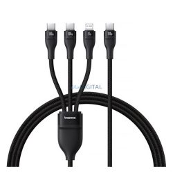   BASEUS FLASH SERIES III adatkábel 3in1 (Type-C - 2 Type-C/lightning, PD gyorstöltő, 100W, 150cm) FEKETE