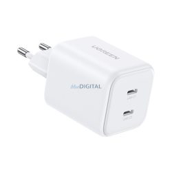   UGREEN X526 hálózati töltő 2 Type-C aljzat (45W, GaN, gyorstöltő) FEHÉR