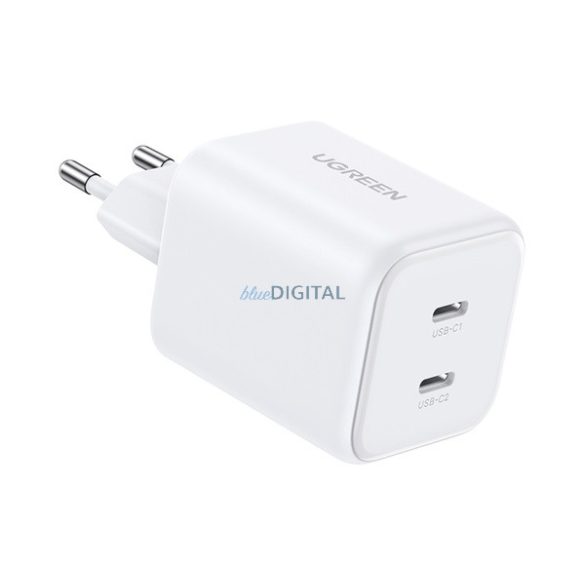 UGREEN X526 hálózati töltő 2 Type-C aljzat (45W, GaN, gyorstöltő) FEHÉR
