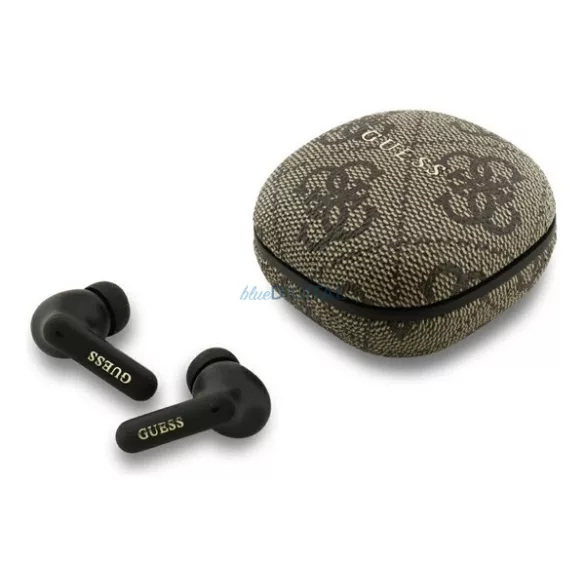 GUESS 4G CLASSIC METAL LOGO bluetooth fülhallgató SZTEREO (v5.4, TWS, mikrofon, zajszűrő + töltőtok) SÖTÉTBARNA