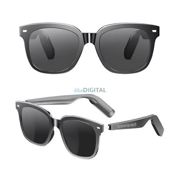 Okos napszemüveg (v5.3, zenelejátszás, hívásfogadás, hangasszisztens, cseppálló) FEKETE