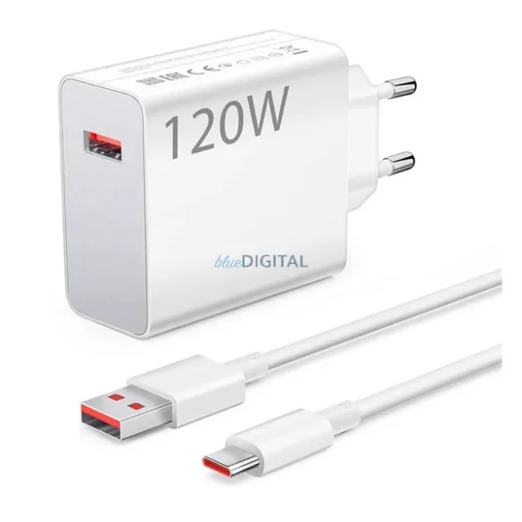 XIAOMI HYPERCHARGE COMBO hálózati töltő USB aljzat (120W, gyorstöltő + Type-C kábel) FEHÉR