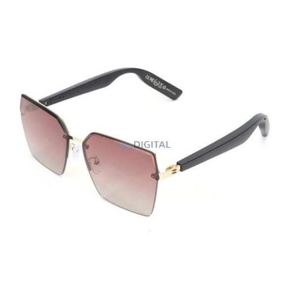 Okos napszemüveg (v5.3, zenelejátszás, hívásfogadás, AI fordító, cseppálló, rózsaszín lencse) FEKETE