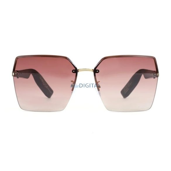 Okos napszemüveg (v5.3, zenelejátszás, hívásfogadás, AI fordító, cseppálló, rózsaszín lencse) FEKETE