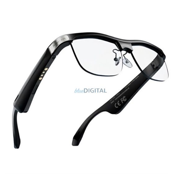 Okos szemüveg (v5.0, WIFI, kamera, zenelejátszás, hívásfogadás, AI fordító, ütésállóság, cseppálló) FEKETE