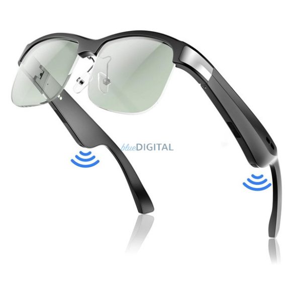 Okos szemüveg (v5.0, WIFI, kamera, zenelejátszás, hívásfogadás, AI fordító, ütésállóság, cseppálló) FEKETE