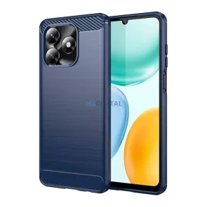 Szilikon telefonvédő (ütésállóság, légpárnás sarok, szálcsiszolt, karbon minta) SÖTÉTKÉK Honor X5c Plus
