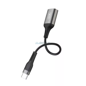 XO adapter kábel (USB aljzat - Type-C, adatátvitel és töltés, OTG, 15cm) FEKETE LG Nexus 5X (H791), HTC 10, Huawei Nova
