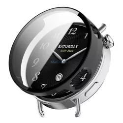   Műanyag keret (BUMPER, ütésállóság + kijelzővédő üveg) FEKETE Xiaomi Watch S4 41mm