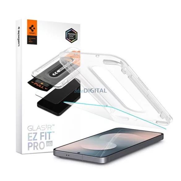 SPIGEN EZ FIT HD képernyővédő üveg (2.5D, tokbarát, ultravékony, 0.2mm, 9H + segédkeret) ÁTLÁTSZÓ Samsung Galaxy S25 FE (SM-S731)