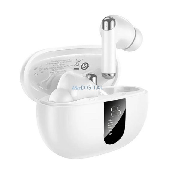 HOCO EQ26 bluetooth fülhallgató SZTEREO (v5.4, TWS, mikrofon, aktív zajszűrő, LED kijelző + töltőtok) FEHÉR