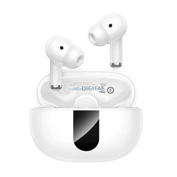 HOCO EQ26 bluetooth fülhallgató SZTEREO (v5.4, TWS, mikrofon, aktív zajszűrő, LED kijelző + töltőtok) FEHÉR