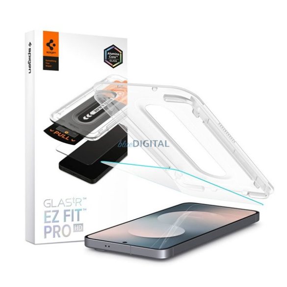 SPIGEN EZ FIT képernyővédő üveg (2.5D, tokbarát, ultravékony, 0.2mm, 9H + segédkeret) ÁTLÁTSZÓ Samsung Galaxy S25 FE (SM-S731)