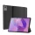 DUX DUCIS DOMO tok álló, bőr hatású (aktív FLIP, oldalra nyíló, TRIFOLD, asztali tartó, textil minta) FEKETE Lenovo Idea Tab (TB336ZU) 5G