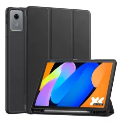   Tok álló, bőr hatású (aktív FLIP, oldalra nyíló, TRIFOLD, asztali tartó, ceruza tartó) FEKETE Lenovo Idea Tab (TB336ZU) 5G