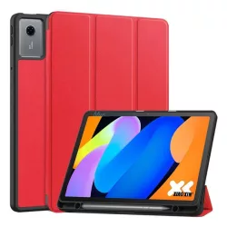   Tok álló, bőr hatású (aktív FLIP, oldalra nyíló, TRIFOLD, asztali tartó, ceruza tartó) PIROS Lenovo Idea Tab (TB336ZU) 5G