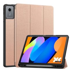   Tok álló, bőr hatású (aktív FLIP, oldalra nyíló, TRIFOLD, asztali tartó, ceruza tartó) ROZÉARANY Lenovo Idea Tab (TB336ZU) 5G