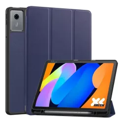  Tok álló, bőr hatású (aktív FLIP, oldalra nyíló, TRIFOLD, asztali tartó, ceruza tartó) SÖTÉTKÉK Lenovo Idea Tab (TB336ZU) 5G