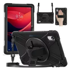   Defender műanyag telefonvédő (ütésállóság, kitámasztó, 360° + kézpánt, vállpánt) FEKETE Lenovo Idea Tab (TB336FU), Idea Tab (TB336ZU) 5G