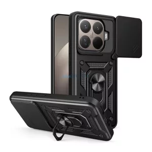 Defender szilikon telefonvédő (ütésállóság, tartógyűrű, kameravédő) FEKETE