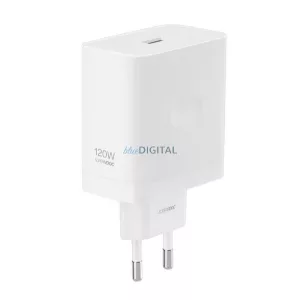 REALME SUPERVOOC hálózati töltő USB aljzat (120W, PD gyorstöltő 3.0) FEHÉR