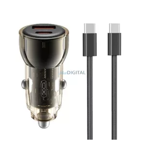 XO CC60 autós töltő USB+Type-C aljzat (60W, PD gyorstöltő + Type-C kábel) FEKETE