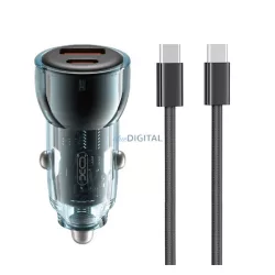   XO CC60 autós töltő USB+Type-C aljzat (60W, PD gyorstöltő + Type-C kábel) SÖTÉTKÉK