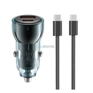 XO CC60 autós töltő USB+Type-C aljzat (60W, PD gyorstöltő + Type-C kábel) SÖTÉTKÉK