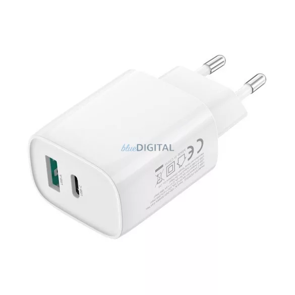 XO CE29 hálózati töltő USB+Type-C aljzat (20W, PD gyorstöltő) FEHÉR