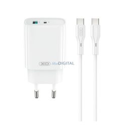   XO CE30 hálózati töltő USB+Type-C aljzat (30W, PD gyorstöltő 3.0 + Type-C kábel) FEHÉR