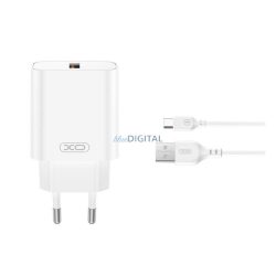   XO CE33 hálózati töltő USB aljzat (18W, gyorstöltő 3.0 + Type-C kábel) FEHÉR