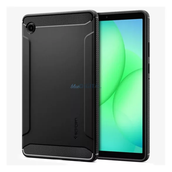 SPIGEN RUGGED ARMOR szilikon telefonvédő (ütésállóság, légpárnás sarok, karbon minta) FEKETE Samsung Galaxy Tab A11 LTE (SM-X135), Galaxy Tab A11 WIFI (SM-X130)