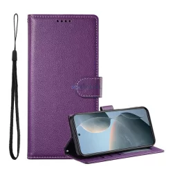   Tok álló, bőr hatású (FLIP, oldalra nyíló, asztali tartó, mágnescsat, kézpánt, prémium) LILA Xiaomi Redmi A5 4G