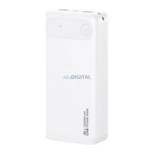 USAMS PB80 vésztöltő 2 USB+Type-C (20000mAh, 20W, PD gyorstöltő) FEHÉR