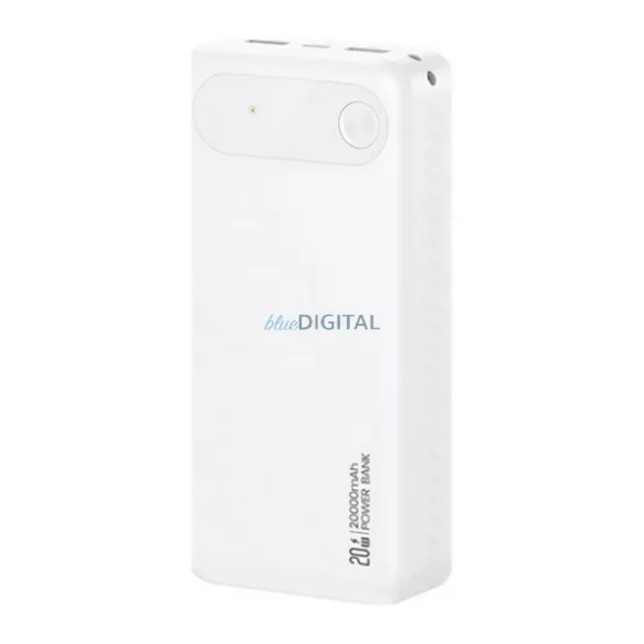 USAMS PB80 vésztöltő 2 USB+Type-C (20000mAh, 20W, PD gyorstöltő) FEHÉR