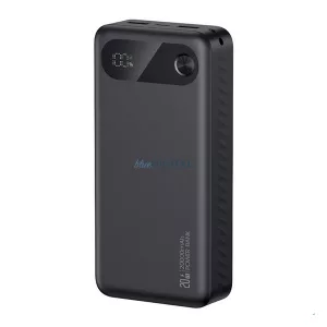 USAMS PB80 vésztöltő 2 USB+Type-C (20000mAh, 20W, PD gyorstöltő) FEKETE