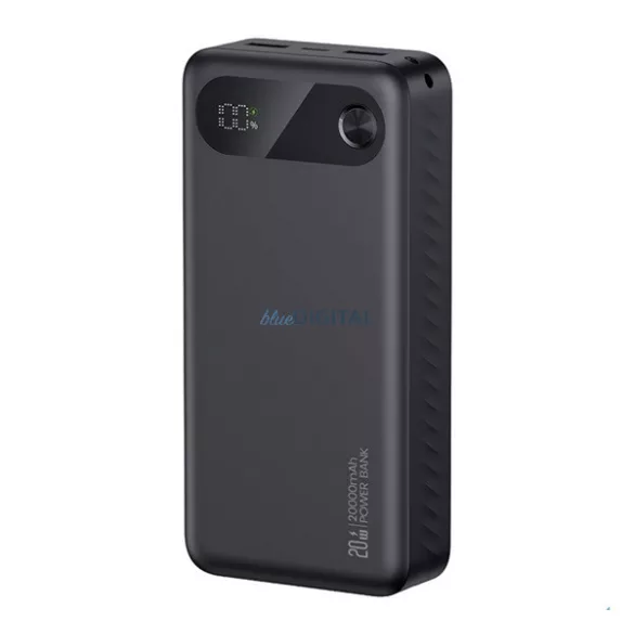 USAMS PB80 vésztöltő 2 USB+Type-C (20000mAh, 20W, PD gyorstöltő) FEKETE