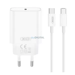 XO CE32 hálózati töltő Type-C aljzat (20W, PD gyorstöltő 3.0 + Type-C kábel) FEHÉR