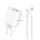 XO CE02C hálózati töltő 2 USB aljzat (10.5W, gyorstöltő + Type-C kábel) FEHÉR