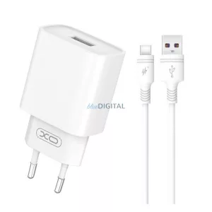 XO CE02D hálózati töltő Type-C aljzat (18W, PD gyorstöltő + Type-C kábel) FEHÉR